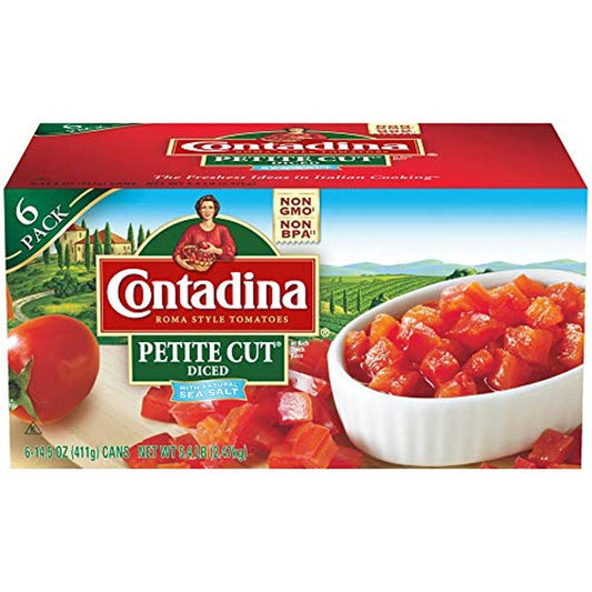 Contadina Petite Cut Canned Diced Roma Style Tomatoes, 14.5 Oz (Pack of 6)