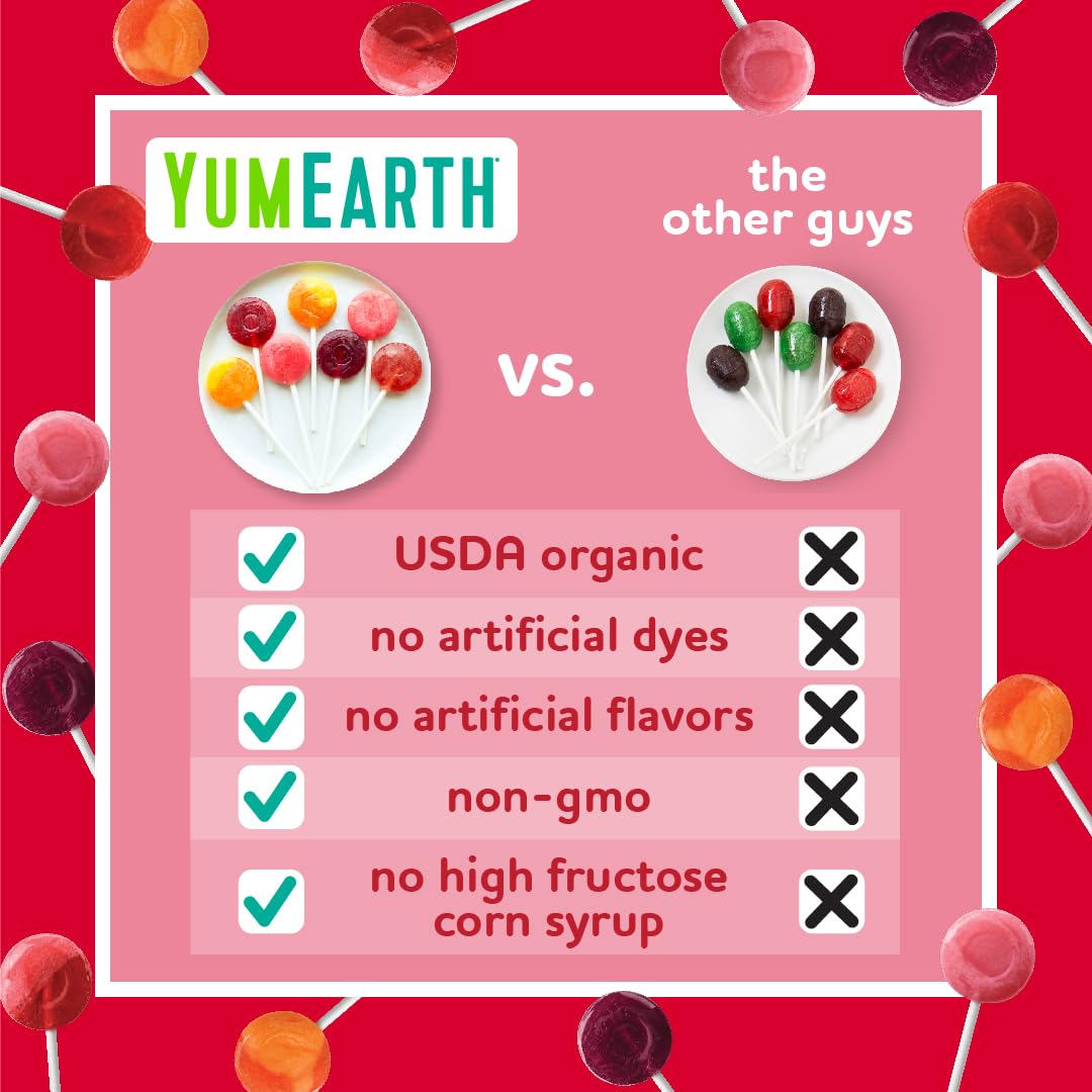 YumEarth Organic Pops Variety Pack, 60 Fruit Flavored Favorites Lollipops, Allergy Friendly, Gluten Free, Non-GMO, Vegan, No Artificial Flavors or Dyes