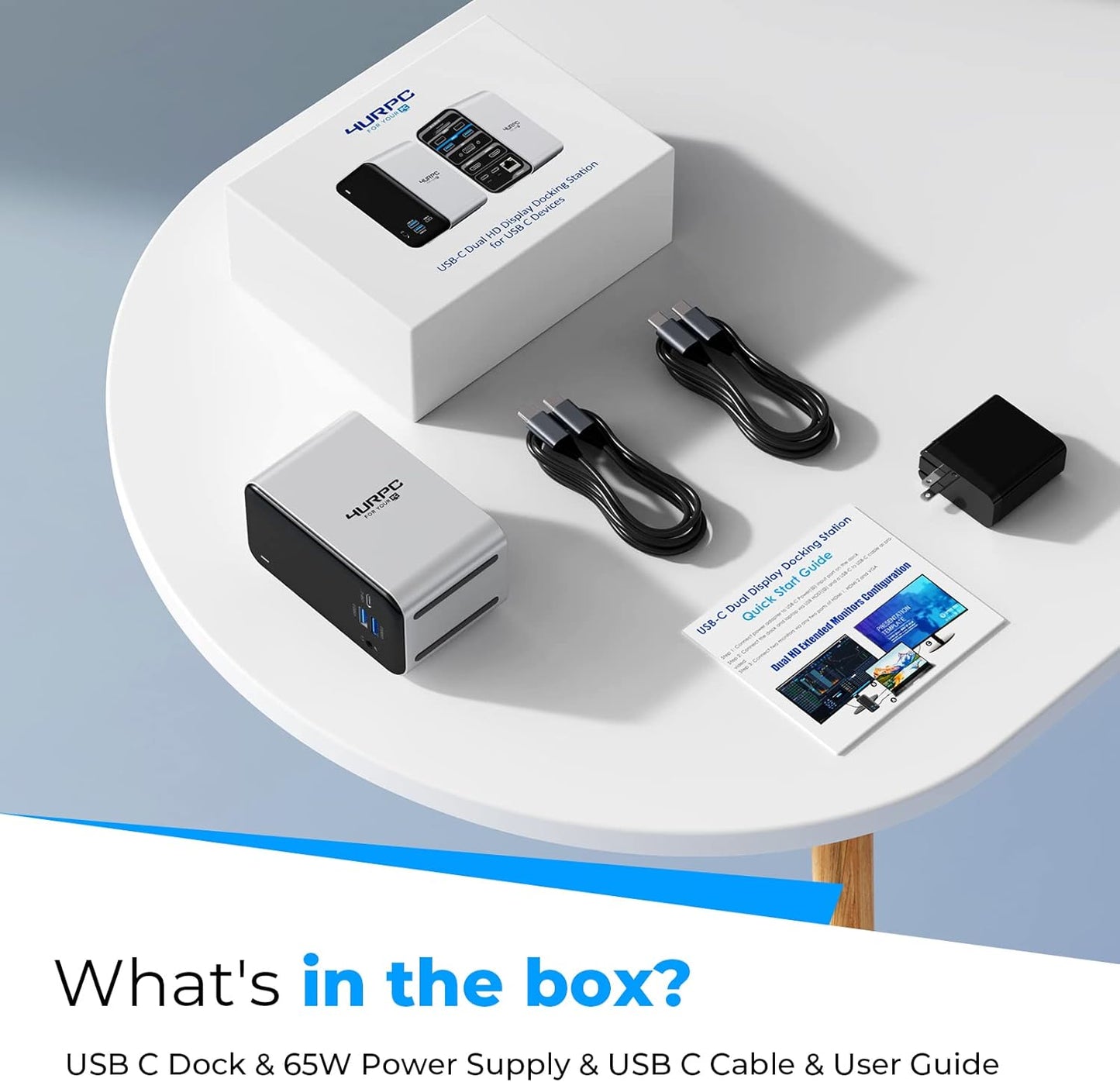 USB C Docking Station Dual Monitor,4URPC 15 in 1 Laptop Docking Station Dual HDMI, VGA, USB C Dock with 65W Power Delivery, 7 USB Ports, Gigabit Ethernet, SD/TF for Dell HP Lenovo, Plug and Play