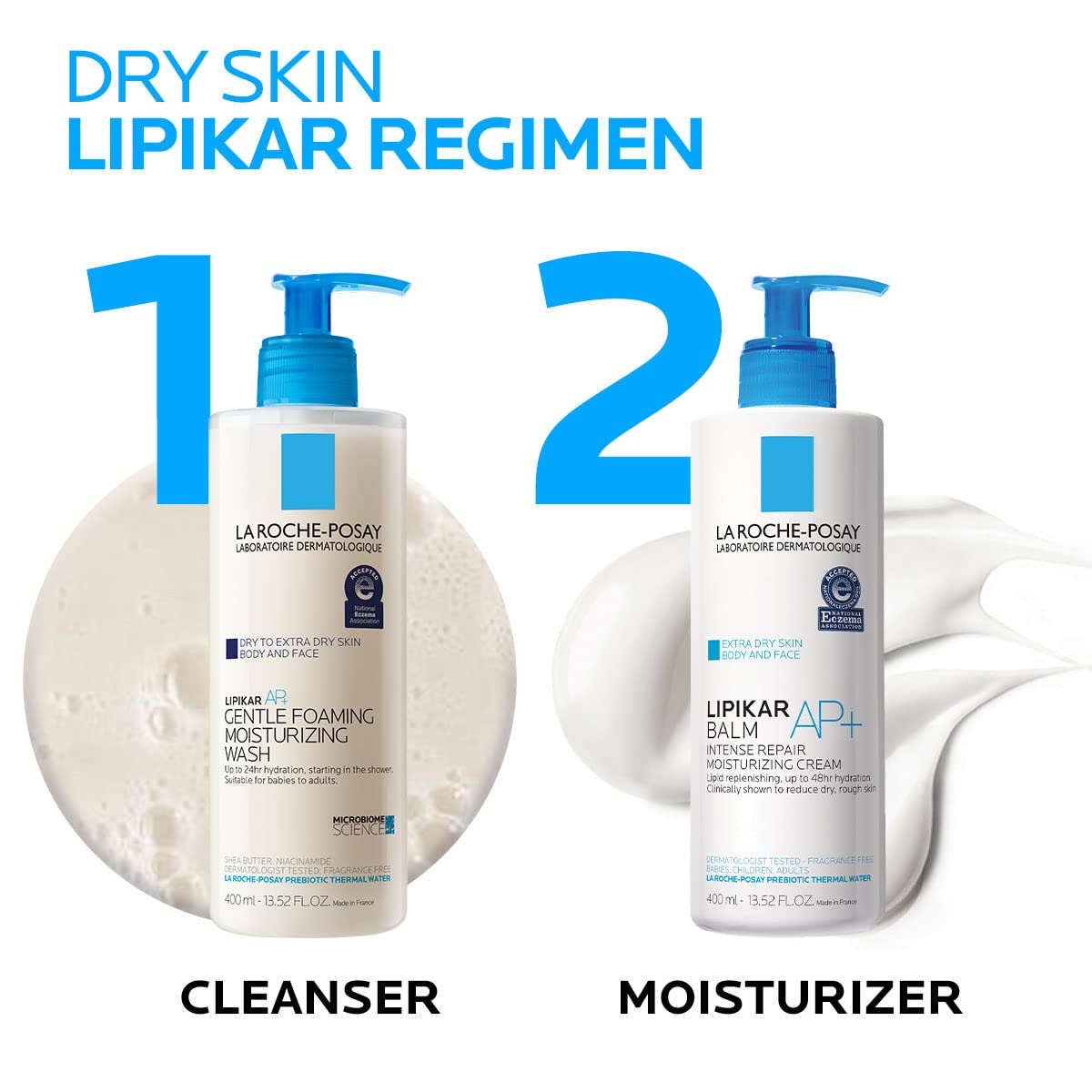 La Roche-Posay Lipikar AP+ Gentle Foaming Moisturizing Wash | Shea Butter + Niacinamide + Glycerin | Moisturizing Body Wash & Face Wash For Dry Skin | National Eczema Association Accepted | Soap Free