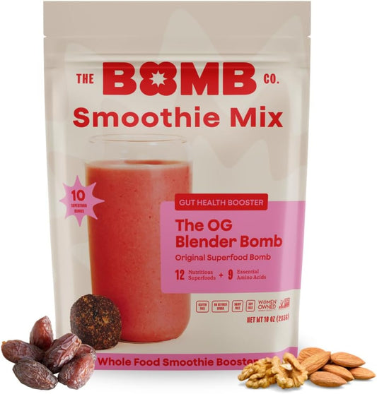 The Bomb Co. Blender Bomb, The OG, Superfood Smoothie Mix with Chia Seeds, Hemp Seeds, Flax Seeds, Sea Salt, & Amino Acids for Gut Health, Gluten Free, High Fiber, 10 Servings