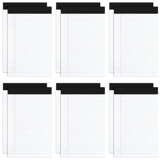 Goefun Note Pads 5x8 12 PCS, Small Legal Pads 5x8 White College Ruled for Work, Perforated White Legal Notepads Lined Paper - 30 Sheets Per Notepad