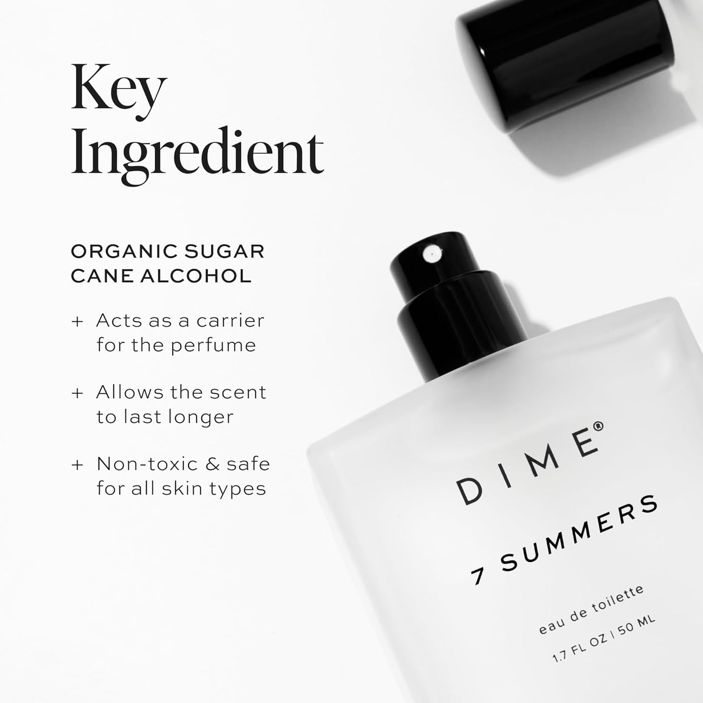 Dime Beauty Perfume 7 Summers, 1.7 oz / 50 ml - Sweet Floral Scent, Hypoallergenic, Clean Perfume, Eau de Toilette For Women