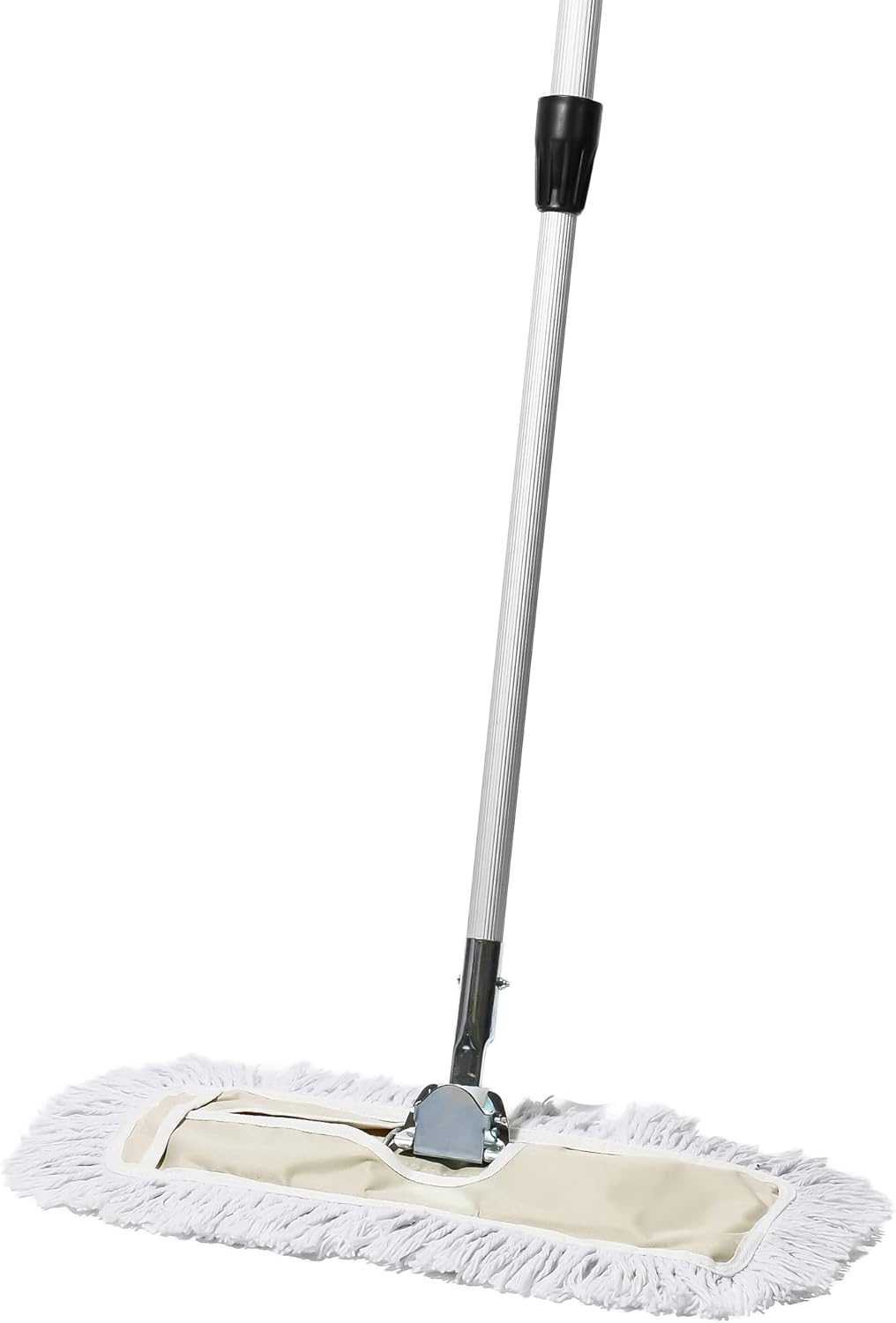 Commercial Dust Mop & Floor Sweeper, 18 in. Dust Mop for Hardwood Floors, Cotton Reusable Dust Mop Head, Extendable Mop Handle, Industrial Dry Mop for Floor Cleaning & Janitorial Supplies