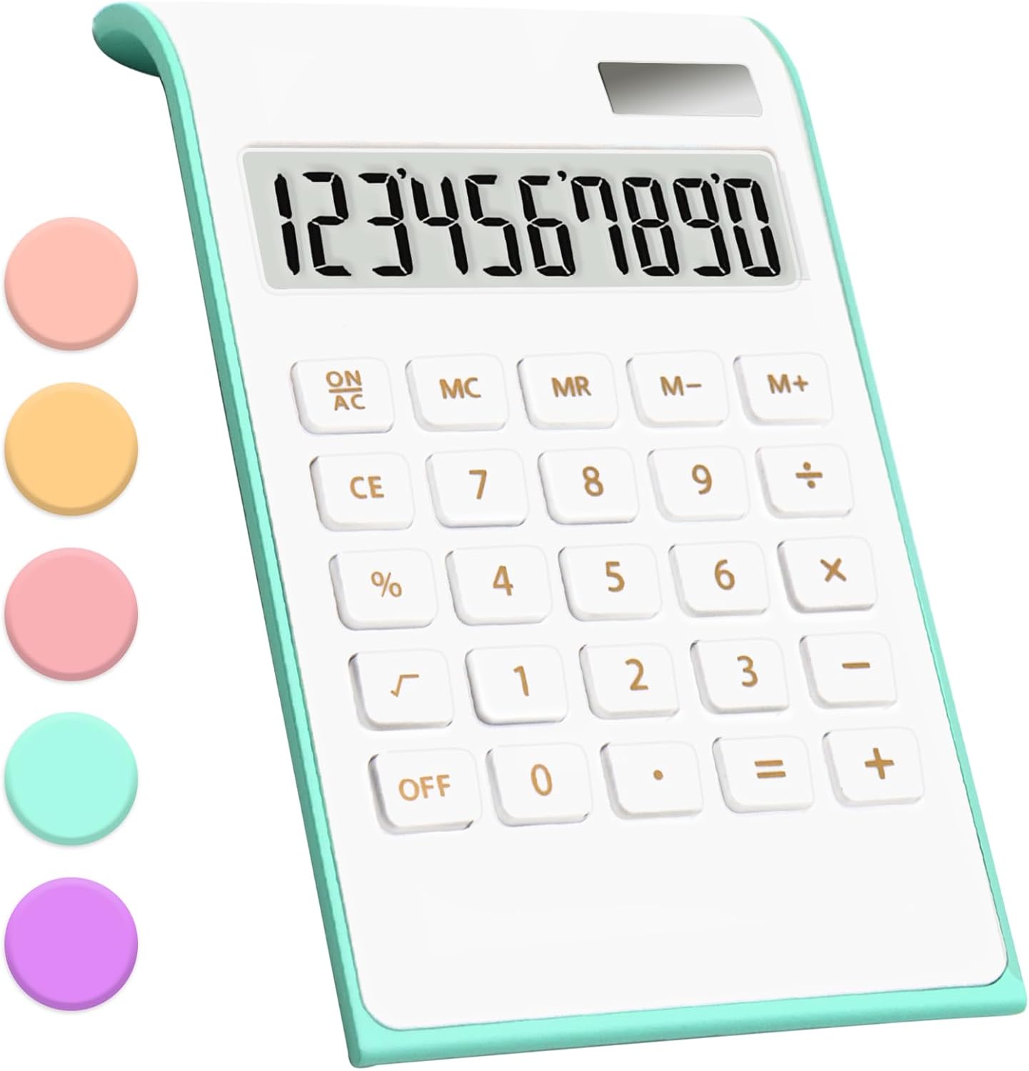 Teal Calculator, UPIHO Green Office Supplies and Accessories, 10 Digits Solar Battery Basic Office Calculator, Dual Power Desktop Calculator with Large LCD Display, Teal Office Supplies