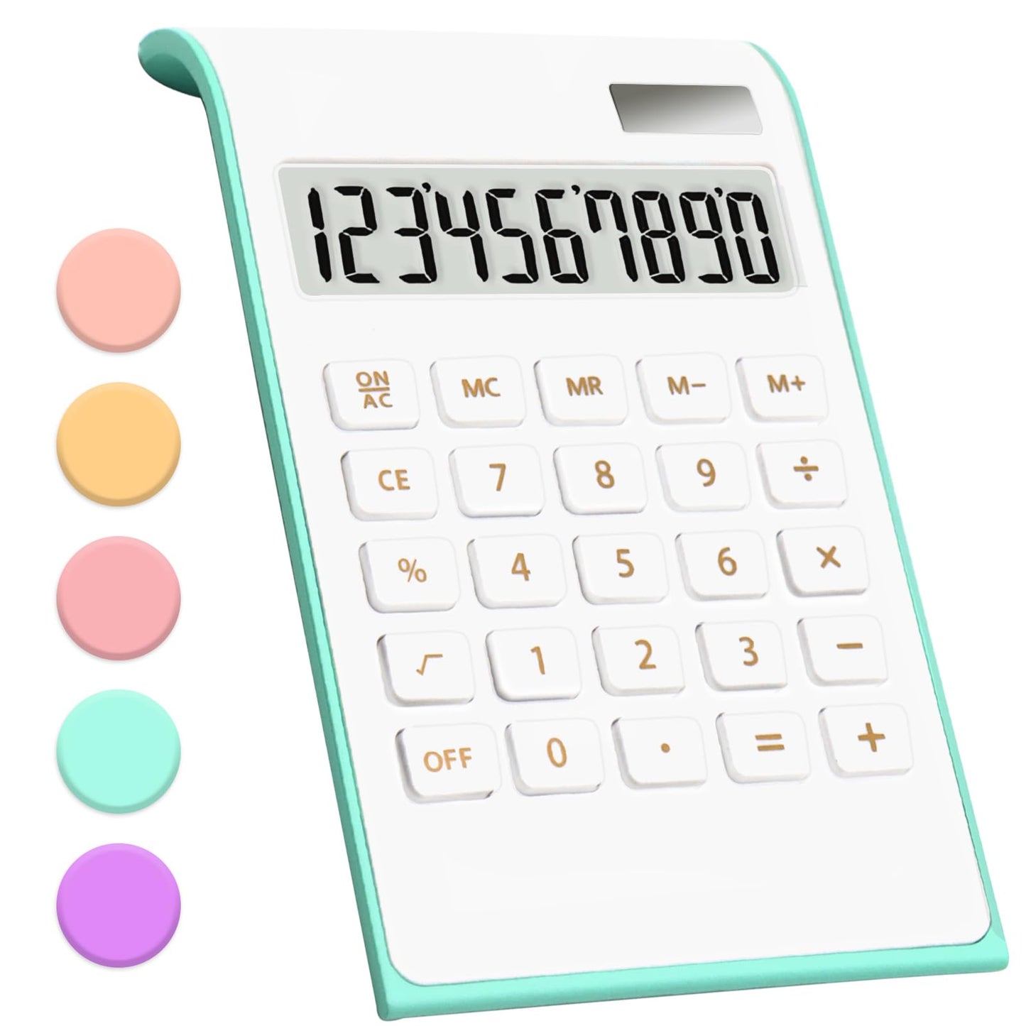 Teal Calculator, UPIHO Green Office Supplies and Accessories, 10 Digits Solar Battery Basic Office Calculator, Dual Power Desktop Calculator with Large LCD Display, Teal Office Supplies