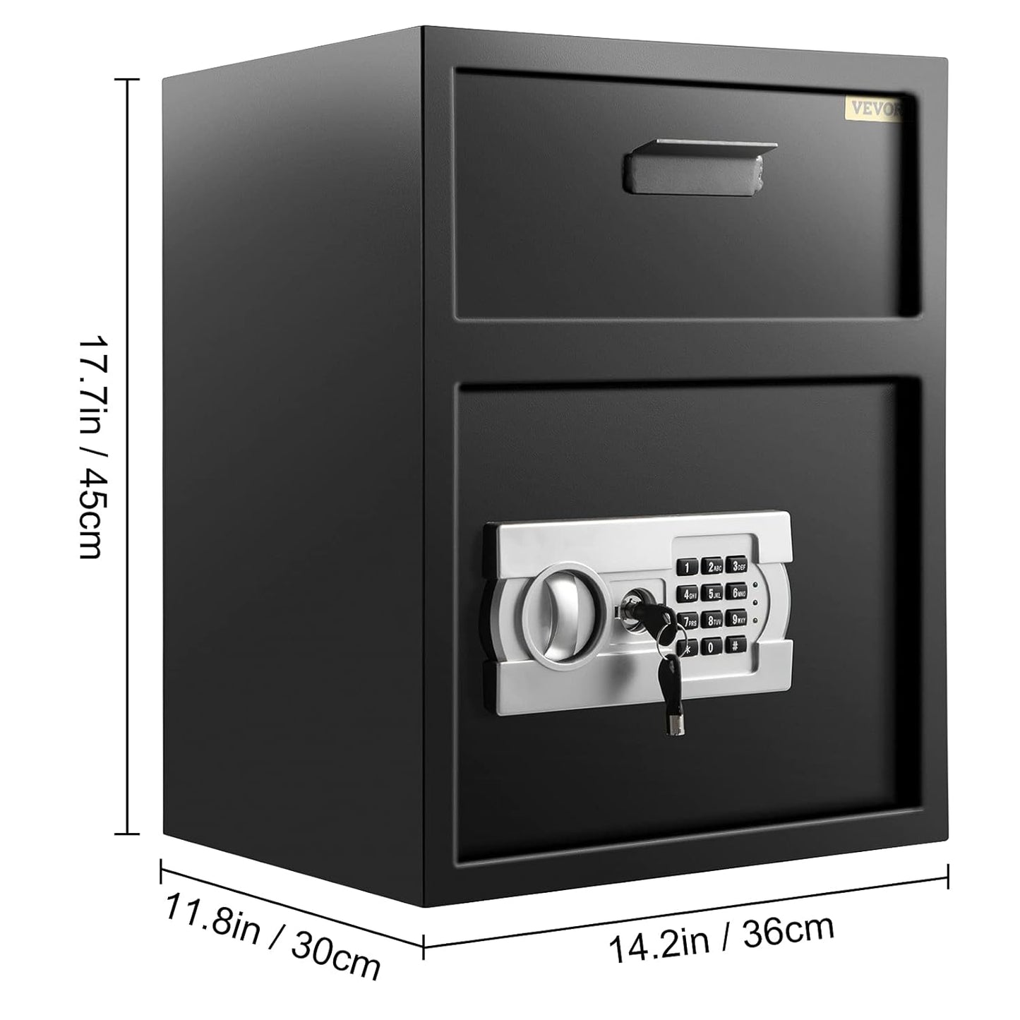 VEVOR Digital Depository Safe 1.7 Cubic Feet Made of Carbon Steel Electronic Code Lock Depository Safe with Deposit Slot with Two Emergency Keys Depository Box for Home Hotel Restaurant and Office