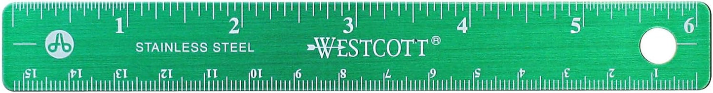 Westcott Stainless Steel Office Ruler with Non Slip Cork Base, 6-Inch (10414)