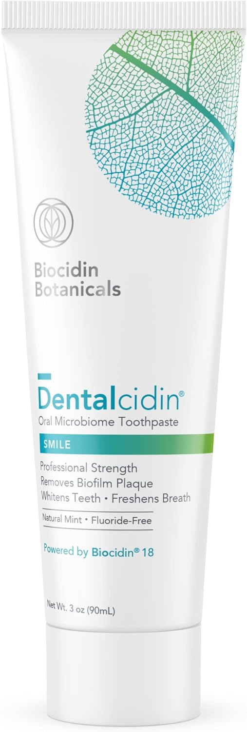 Biocidin Dentalcidin - Fluoride Free Toothpaste for Daily Oral Care + Teeth Whitening - Gentle Wellness Toothpaste Removes Biofilms + Plaque to Protect Teeth + Gums - for Kids + Adults (3 oz)