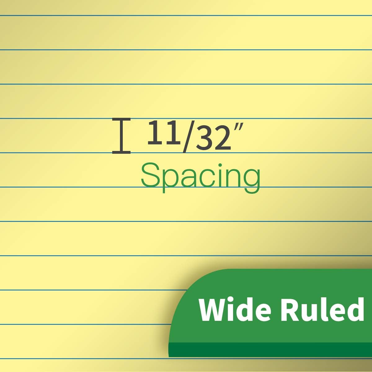 KAISA Legal Pads Writing Pads Recycled Paper, 8.5"x11.75" Wide Ruled Perforated 50 sheets Notepads 8-1/2"x 11-3/4" Writed Pad, Canary (Pack of 12pc) KSU-5668