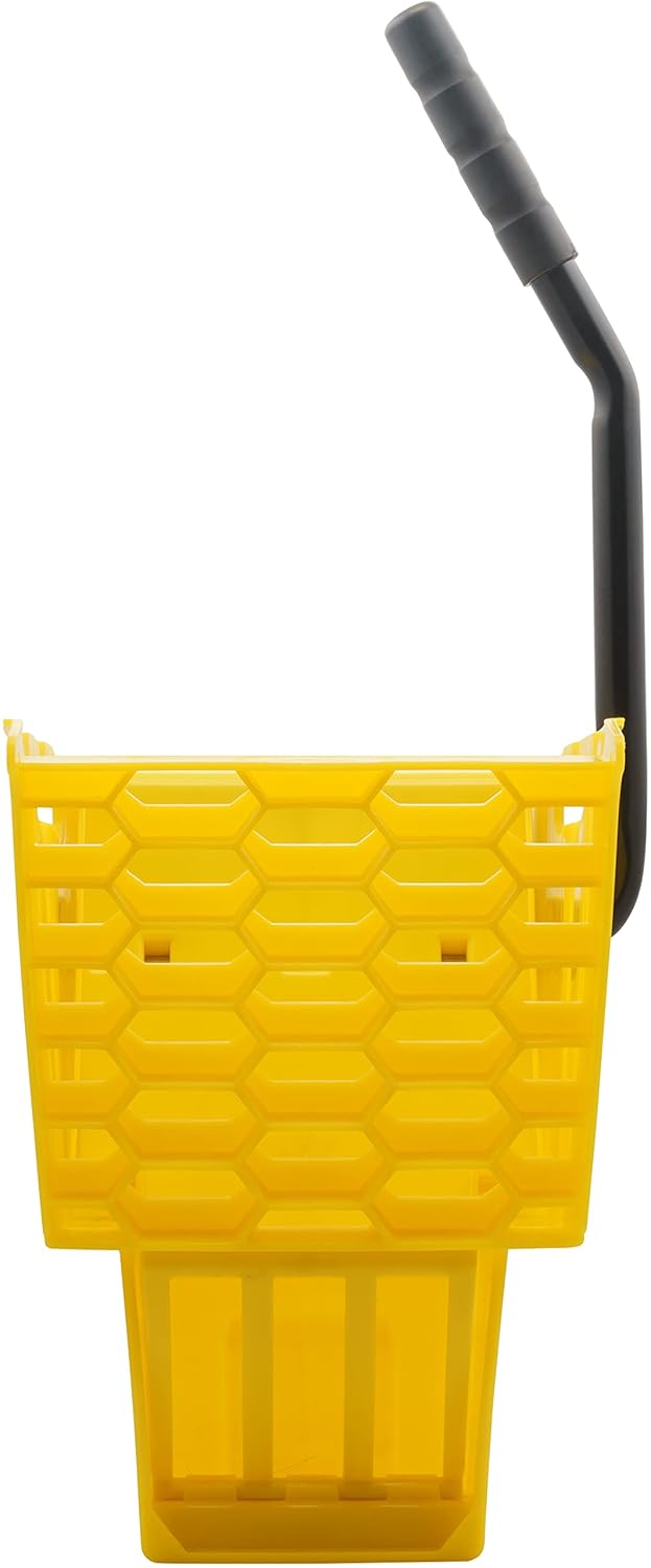 Carlisle FoodService Products Omnifit Mop Bucket with Side Press Wringer and Soiled Water Insert for Floor Cleaning, Kitchens, Restaurants, And Janitorial Use, Polypropylene (Pp), 35 Quarts, Yellow