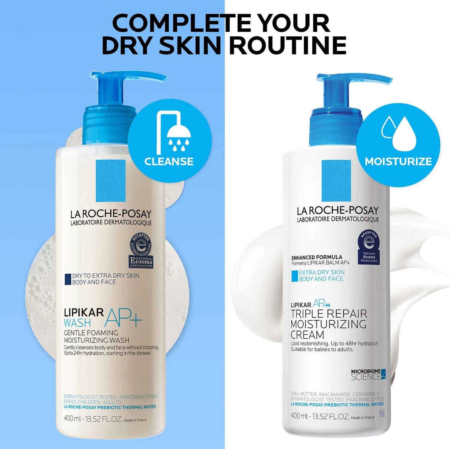 La Roche-Posay Lipikar Daily Repair Moisturizing Lotion Full Size & Travel Size Skin Care Set | Body Lotion for Dry Skin & Eczema| Formulated with Niacinamide & Shea Butter for All Day Hydration