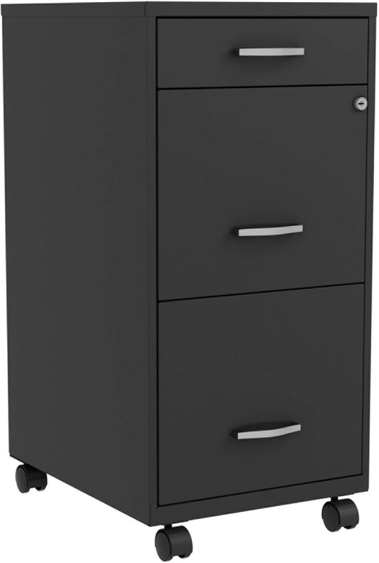 Lorell LYS SOHO Box/File/File 3-Drawer Mobile File Cabinet, Black, 14.3" x 18" x 29.5"