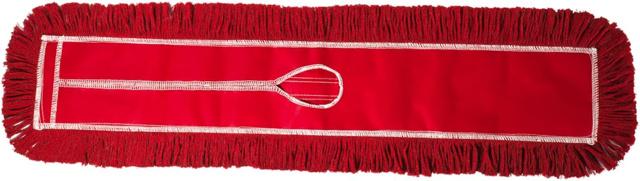 Commercial Dust Mop Replacement Head – 36 x 5 in. Cotton Nylon Reusable Mop Head – Industrial Dust Mop Refill for Floor Cleaning & Janitorial Supplies, Red