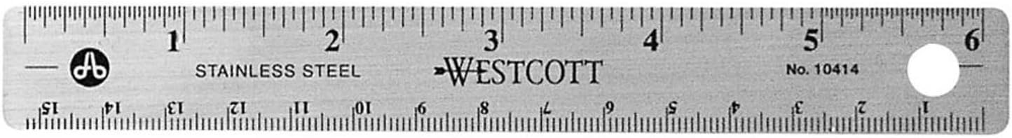 Westcott Stainless Steel Office Ruler with Non Slip Cork Base, 6-Inch (10414)