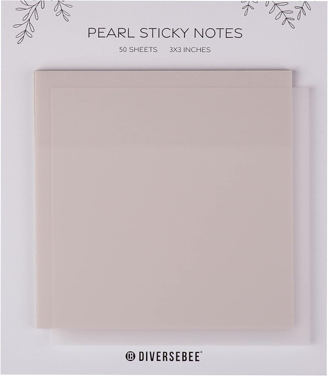 DiverseBee 50 Sheets Pastel Transparent Sticky Notes, 3x3” Clear Sticky Tabs, Translucent Page Flags Book Markers Stickers, Planner Accessories, Bible Journaling Study Office School Supplies (Pearl)