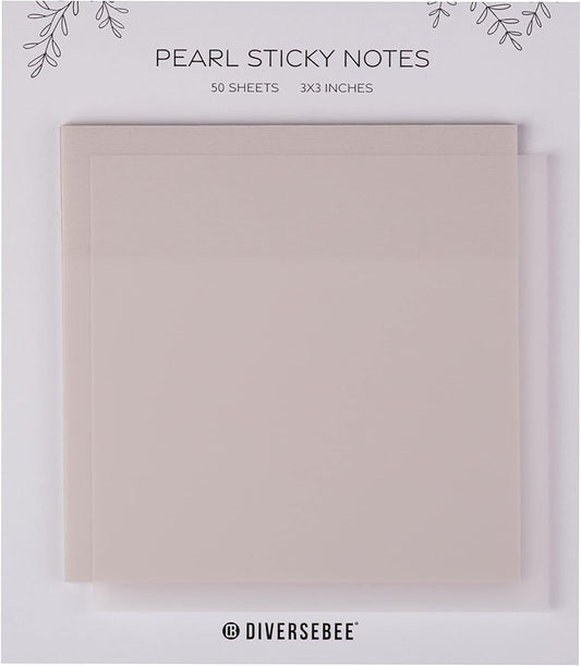 DiverseBee 50 Sheets Pastel Transparent Sticky Notes, 3x3” Clear Sticky Tabs, Translucent Page Flags Book Markers Stickers, Planner Accessories, Bible Journaling Study Office School Supplies (Pearl)