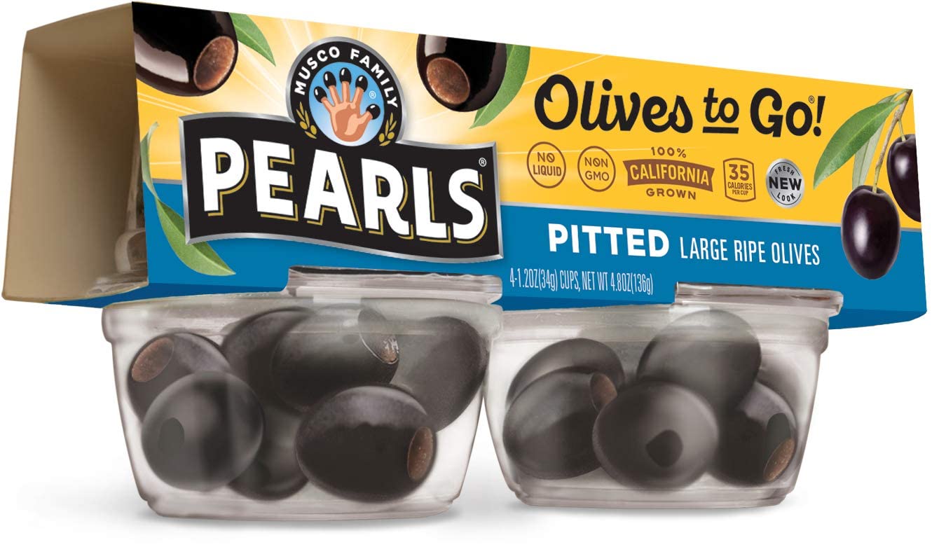 Pearls Olives To Go, Large Ripe Pitted, Black Olives, 1.2 oz, 16-Cups,Gluten-free