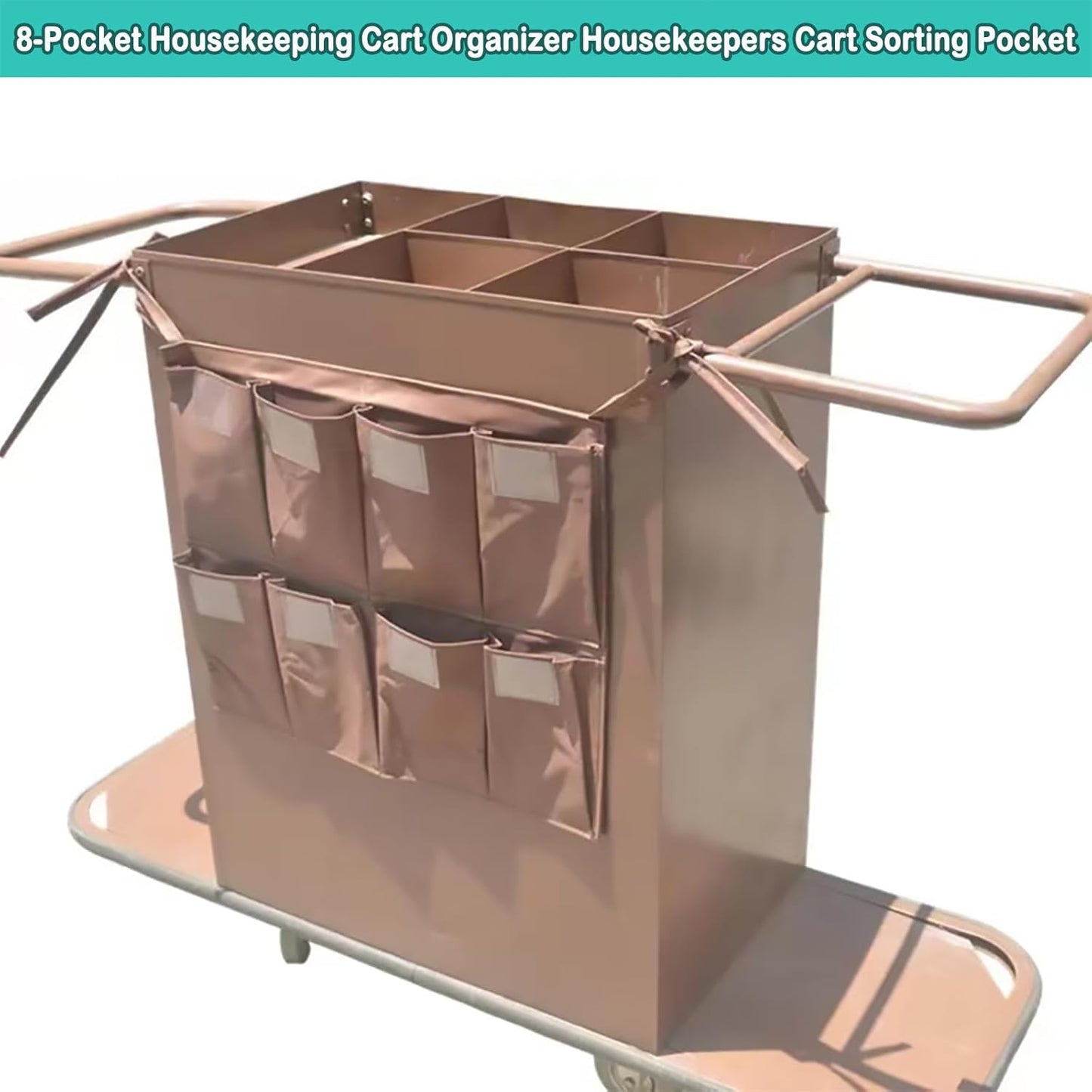 Replacement Janitorial Cart Bag, Waterproof Thickened Commercial 8-Pocket Housekeeping Cart Organizer Housekeepers Cart Sorting Pocket, Fits Any Cart Used for Material Storage Transport