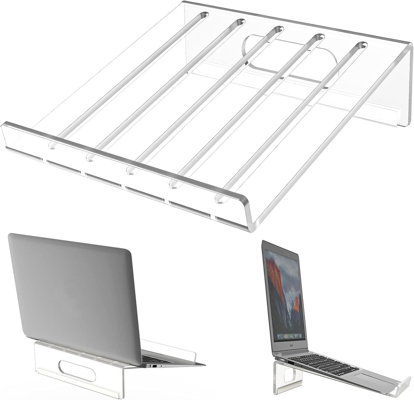 Kamehame Acrylic Laptop Stand, Clear Acrylic Laptop Riser, Laptop Stand with Ventilation for Desk, Office, Home, Suitable for laptops up to 16 inches