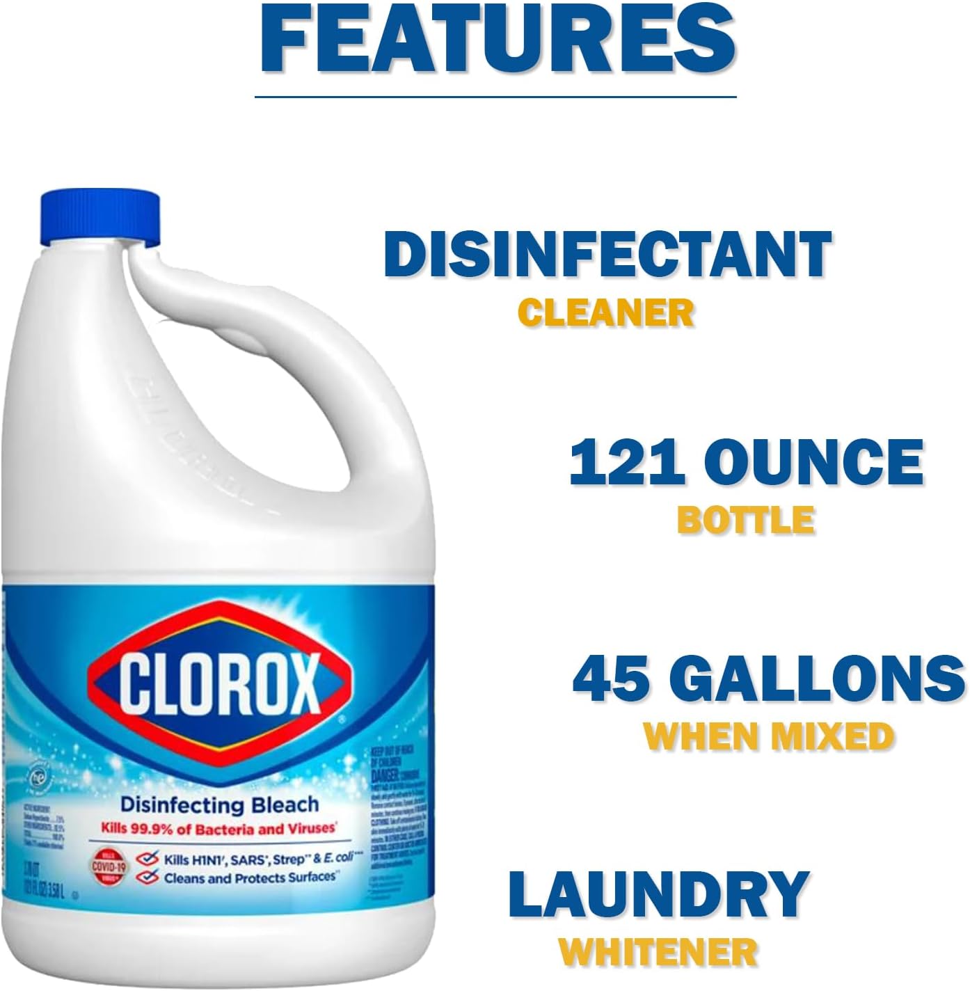 Towel + Disinfecting Bleach, 121oz | Effective Bleach Cleaner Concentrate for Home - Bulk Refill for Laundry, Linens, Floors, Bathroom, Tile