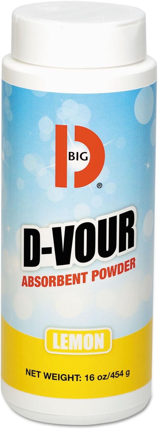 Big D 166 D-Vour Absorbent Powder, Lemon Fragrance, 16 oz (Pack of 6) - Absorbs accidental spills for easy clean-up - Ideal for use in schools, restaurants, health care facilities, grocery stores