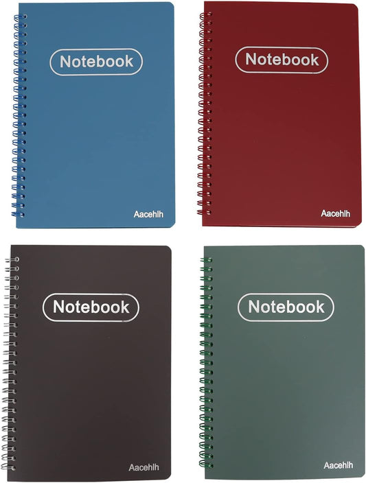 Spiral Notebook Set of 4, A5 College Ruled Lined Journal/Notebook,5.7'' x 8.3'',80 Sheets Per Notebook,Writing Journals for Work, Office & School Supplies. (Blue,Brown,Green,Wine red)