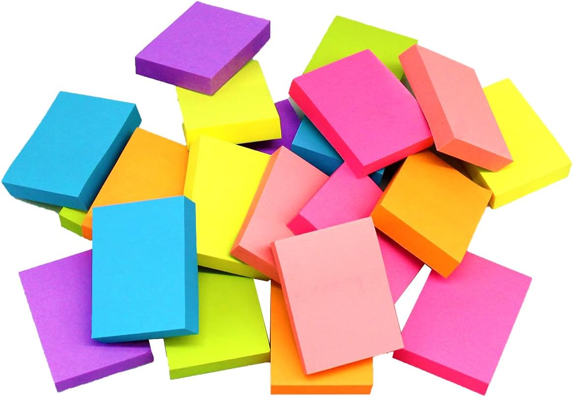 Sticky Notes 1.5x2 Inches, Bright Colors Self-Stick Pads, 24 Pack, 75 Sheets/Pad,1800 Sheets