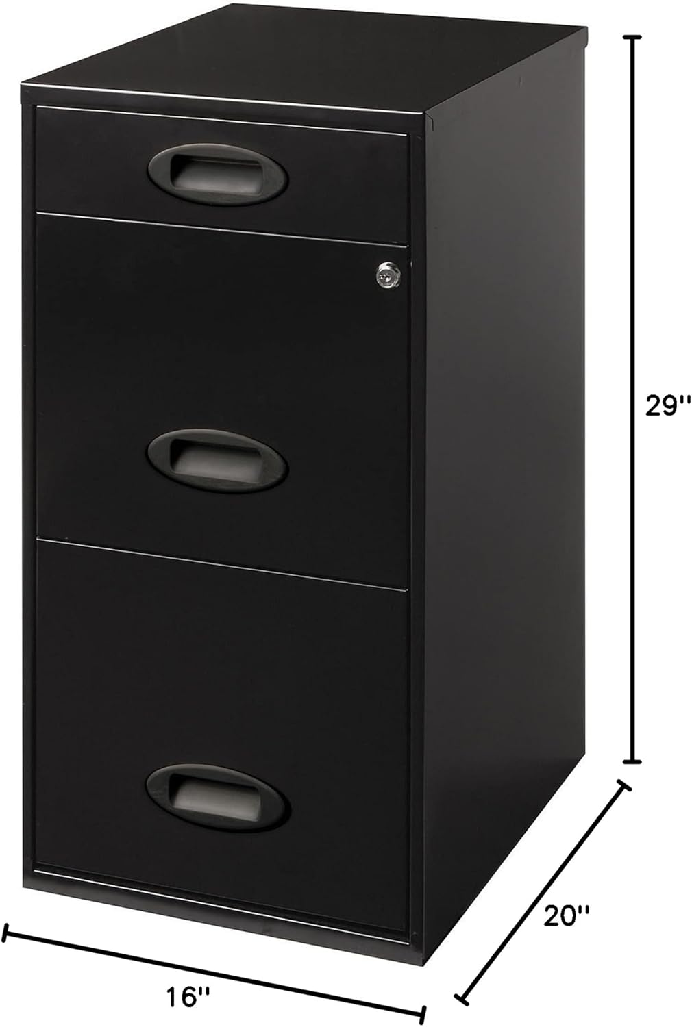 Realspace® SOHO 18" D 3-Drawer Organizer Vertical File Cabinet, Black