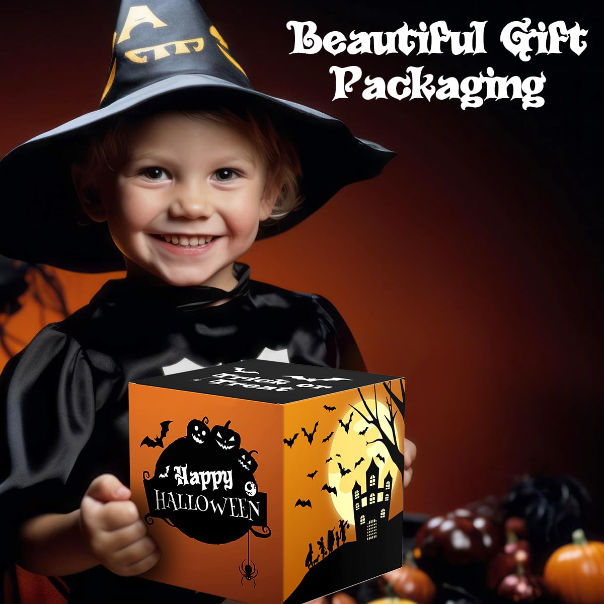 Halloween Candy Gift Basket for Kids and Adults - Trick or Treat Pumpkin Bucket Filled Assorted Halloween Chocolate Candy Sweets Great Care Package Gift Basket for College Students, 90ct, 30oz