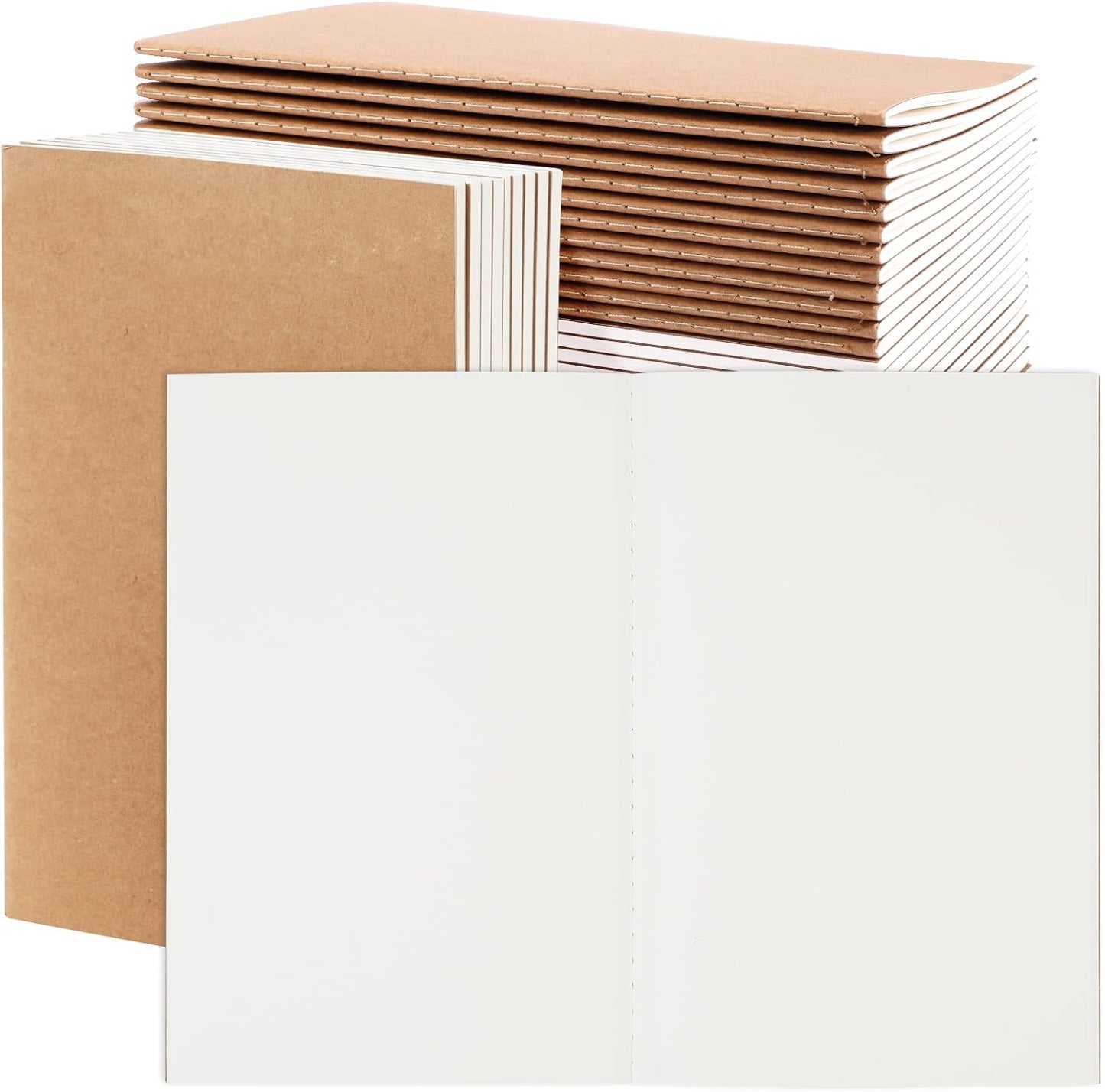 EOOUT 24 Pack Kraft Notebooks, Journals in Bulk for Writing, Blank Paper Sketchbooks, 60 Pages Composition Notebook, 8.3x5.5 Inch, A5 Size, Travel Journal Set, for Gifts, Students and Office Supplies