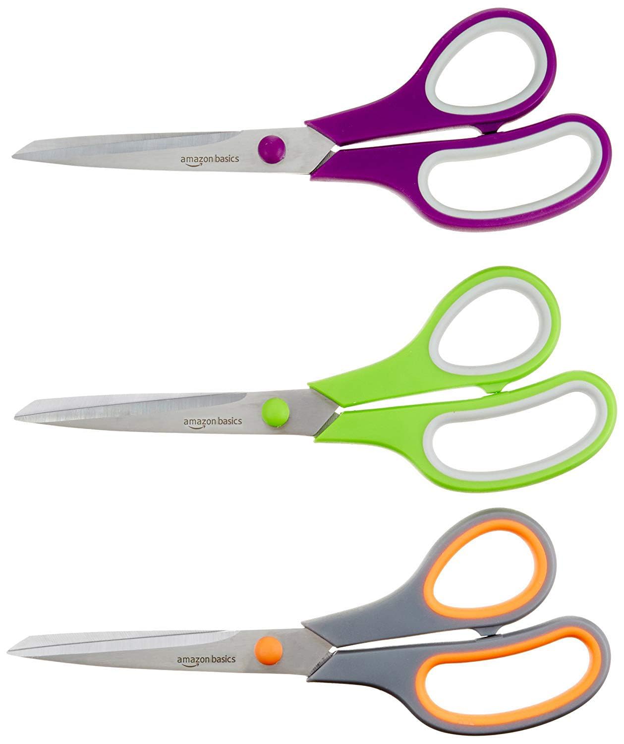 Multipurpose, Comfort Grip, PVD Coated, Stainless Steel Office Scissors, Grey 1 pack