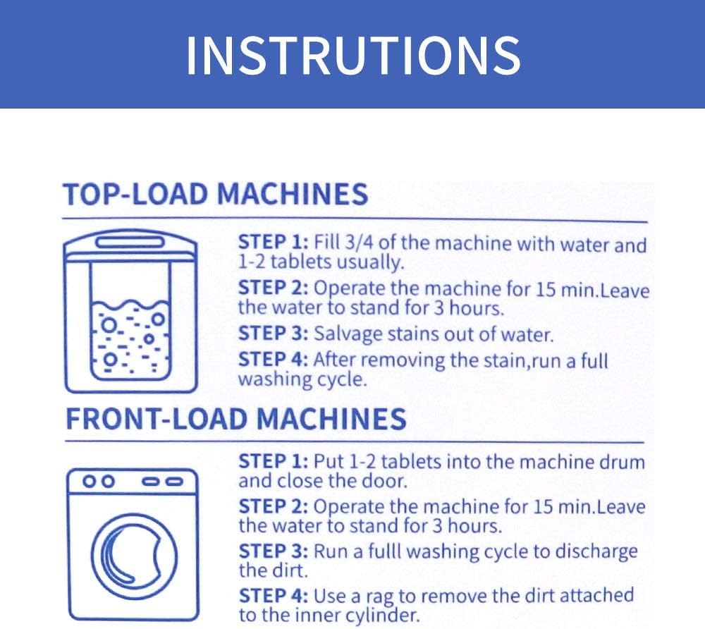 NATRUTH Washing Machine Cleaner Descaler 30 Pack Deep Cleaning Washer cleaner Tablets For HE Front Loader & Top Load Washer