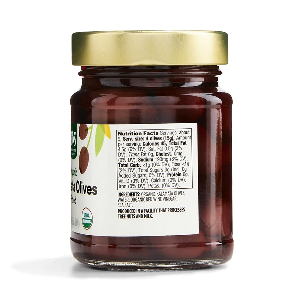 365 by Whole Foods Market, Organic Pitted Kalamata Olives, 4.6 Ounce