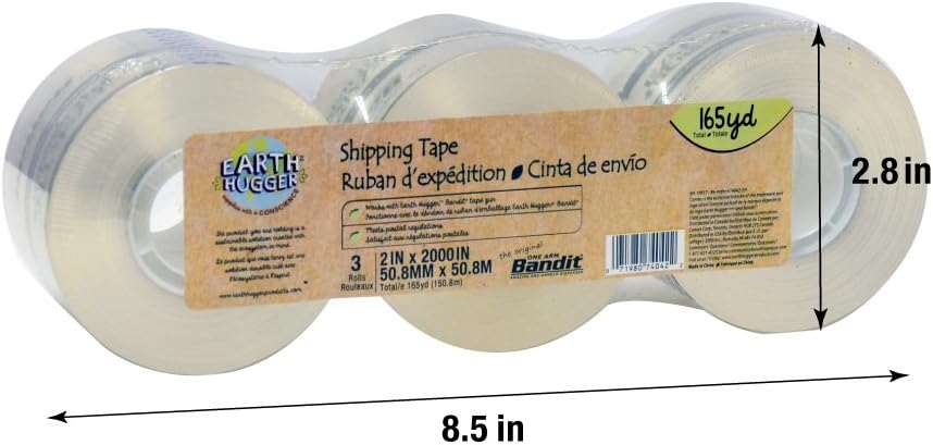 Bandit Packaging Tape Refill Roll, 3 Pack, 2" x 55 Yards Each (74042-EH)