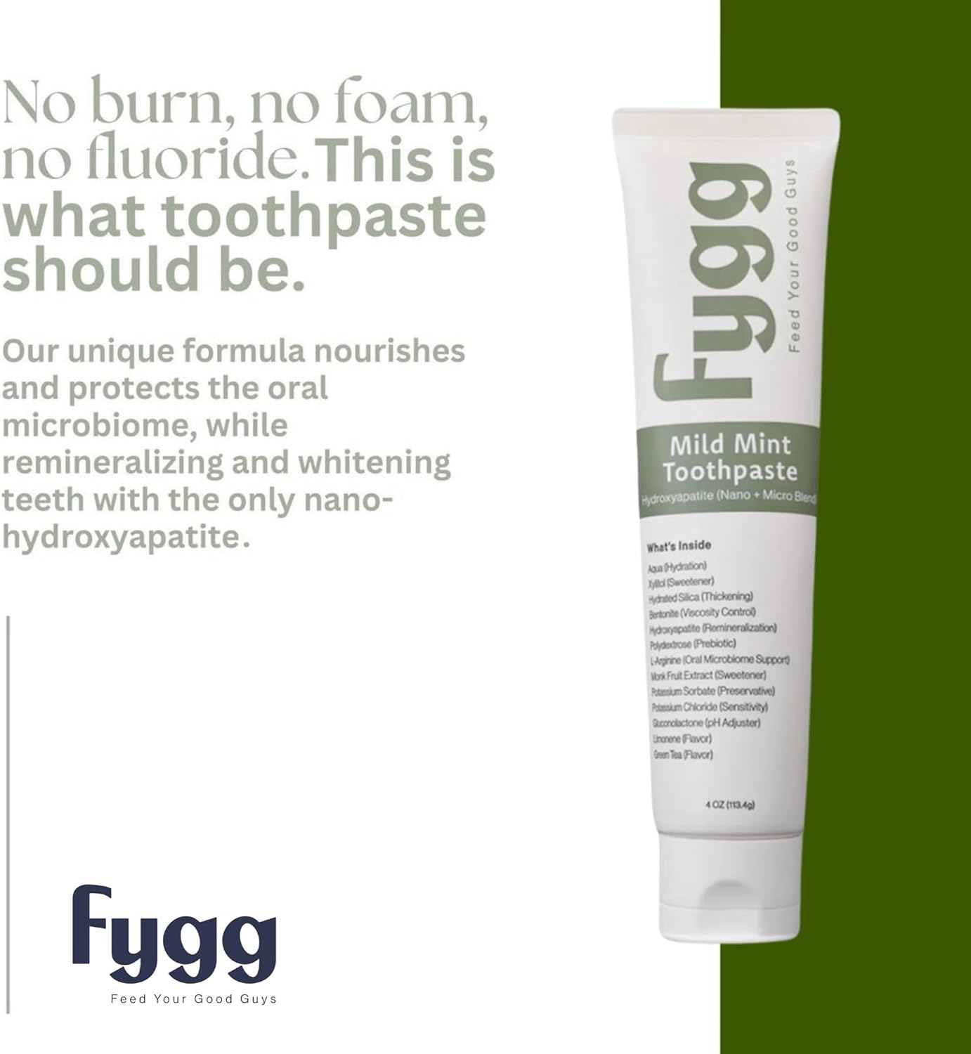 Fluoride Free Toothpaste, Nano Hydroxyapatite (Mild Mint) | Dentist Recommended - for Remineralizing, Whitening, & Sensitive Teeth - Premium Tooth Paste for Adults & Kids Oral Care (4oz)