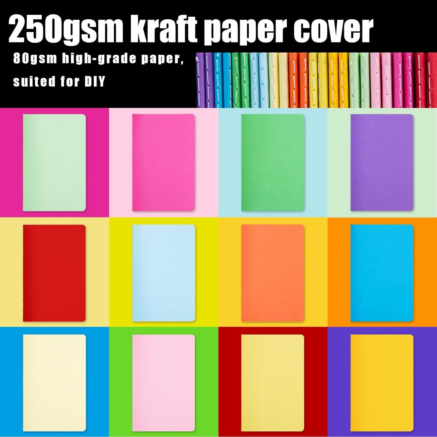 Koogel 24 Pack Pocket Notebooks, Blank Pocket Notepads 3.5 x 5.5 Inch Memo Notepad Bulk 48 Pages of each Journals for Traveler Kids Students School Office Supplies 12 Colors