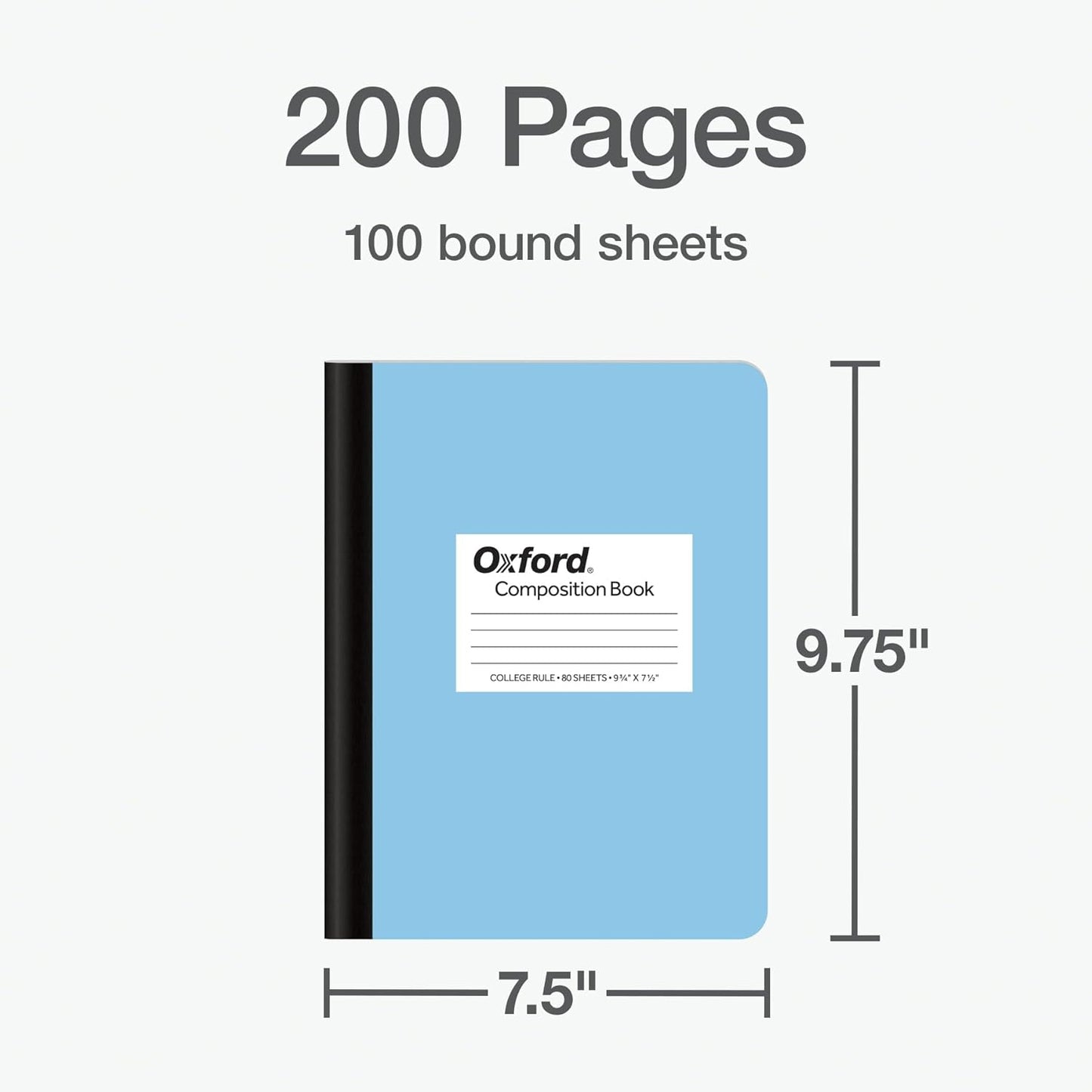 Oxford Composition Notebooks, 9-3/4 x 7-1/2 Inch School Journals, College Ruled Paper, Pastel Color Covers, 100 Sheets per Book, 3 Pack (1002520)