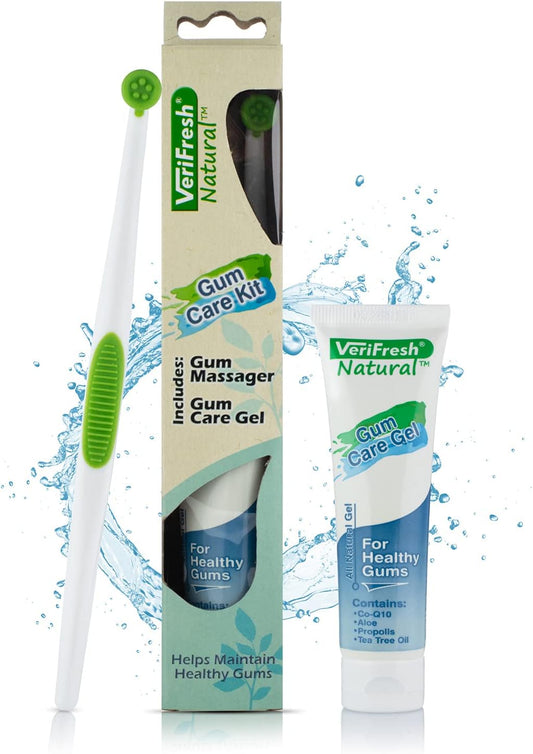 Gum Stimulator/Massager and All Natural Gum Gel - VeriFresh - Gum Care Kit for Healthy Gums