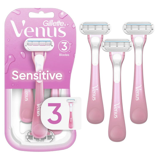 Gillette Venus Sensitive Women's Disposable Razors - Single Package of 3 Razors