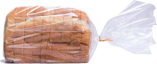 Wowfit Bread Poly Bags – Pack of 100 Entirely Transparent Clear Bakery Bags – Bread Loaf Packaging Bags with 100 Gold Twist Ties – 8x4x18-Inch Grocery Bread Bags