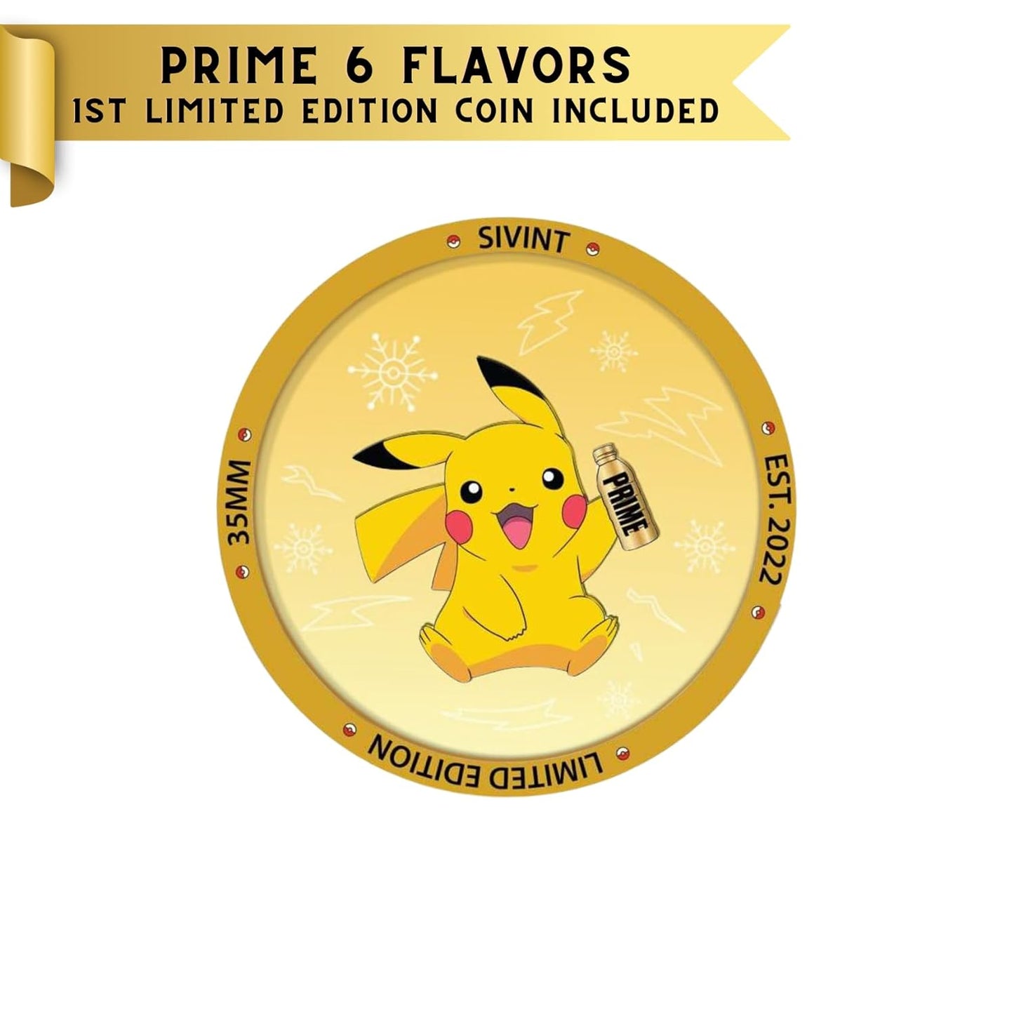 NEW FLAVOR! Prime Hydration Drink Variety Pack - 16.9 fl oz (7 Pack) Packaged by Sivint + 1ST LIMITED EDITION COIN