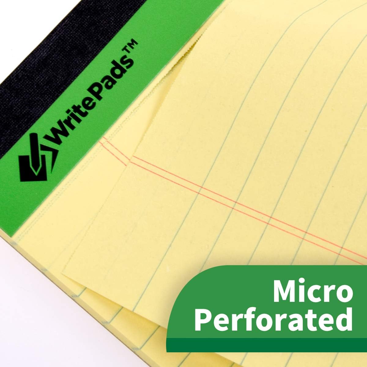 KAISA Legal Pads Writing Pads Recycled Paper, 8.5"x11.75" Wide Ruled Perforated 50 sheets Notepads 8-1/2"x 11-3/4" Writed Pad, Canary (Pack of 12pc) KSU-5668