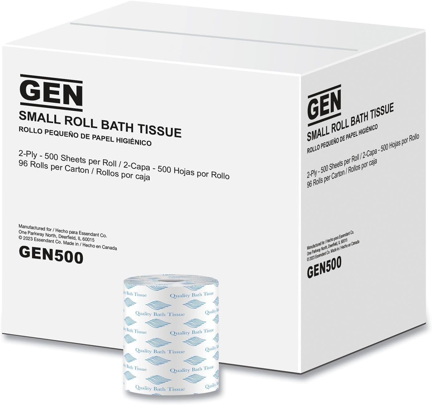 General Supply 500 Bath Tissue, 2-Ply, 500 Sheets Per Roll, White (Case of 96 Rolls)