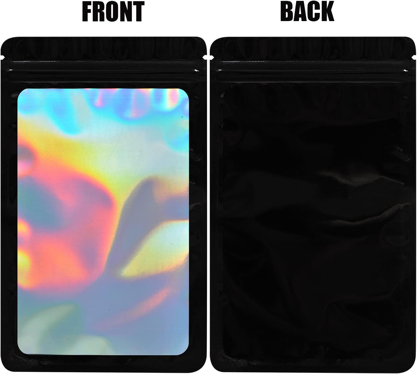 100-Pack Mylar Bags Resealable Sealable Holographic Zip Bag Jewelry Candy Sample Product Small Bussiness Packaging Supplies 3×3 Inch，Black