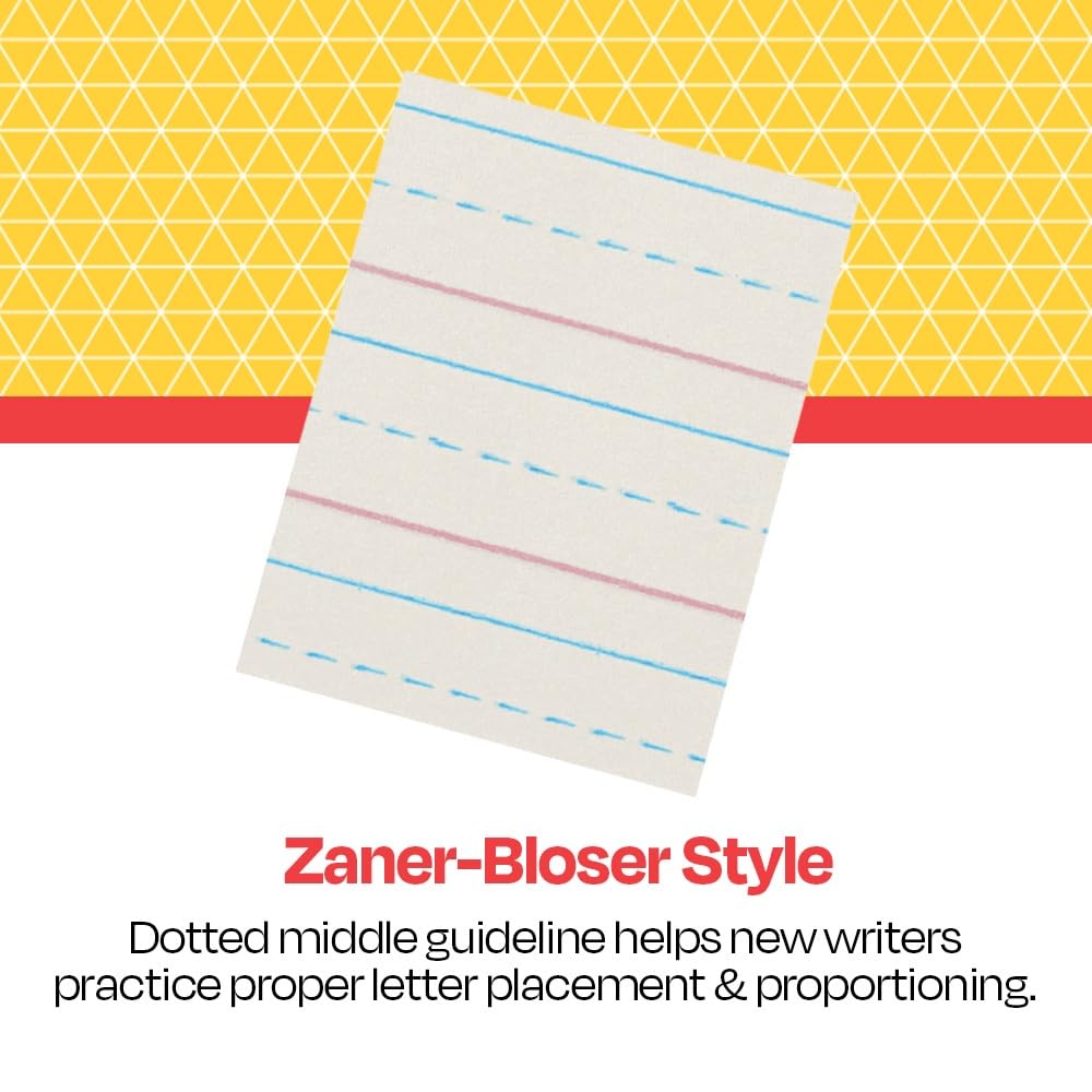 School Smart Zaner-Bloser Paper, 1/2 Inch Ruled, 8 x 10-1/2 Inches, 500 Sheets White