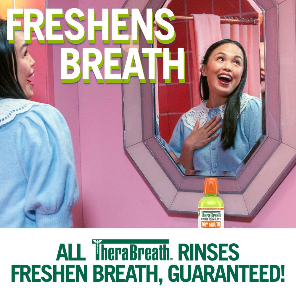 TheraBreath Dry Mouth Oral Rinse, Tingling Mint, Dentist Formulated, 16 Fl Oz (2-Pack)