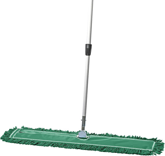 Commercial Dust Mop & Floor Sweeper, 36 in. Dust Mop for Hardwood Floors, Reusable Dust Mop Head, Extendable Mop Handle, Industrial Dry Mop for Floor Cleaning & Janitorial Supplies, Green