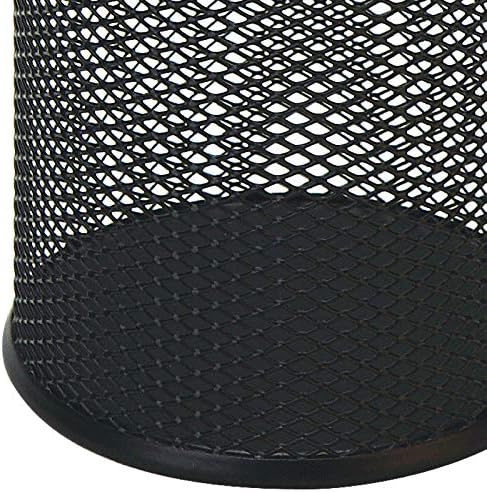 Black Pen Holder Cup for Desk, Black Wire Mesh Pencil Cup Holder for Desk Office Pen Organizer