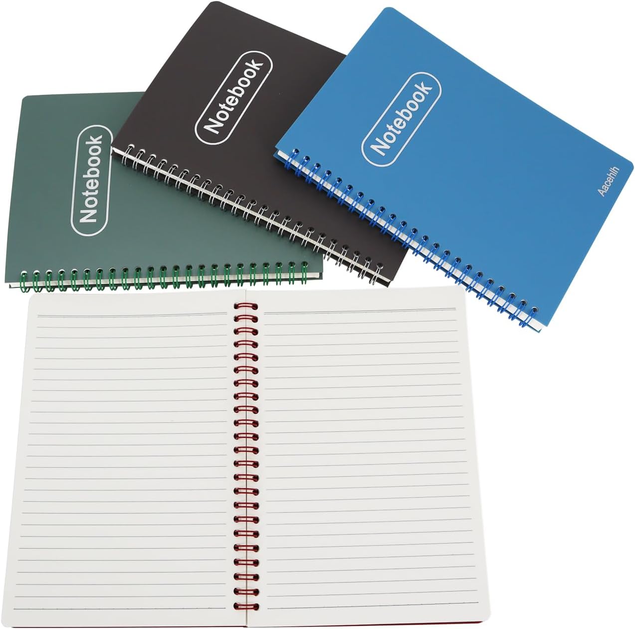 Spiral Notebook Set of 4, A5 College Ruled Lined Journal/Notebook,5.7'' x 8.3'',80 Sheets Per Notebook,Writing Journals for Work, Office & School Supplies. (Blue,Brown,Green,Wine red)